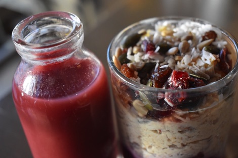 Clayton Hotel Chiswick overnight oats and smoothie